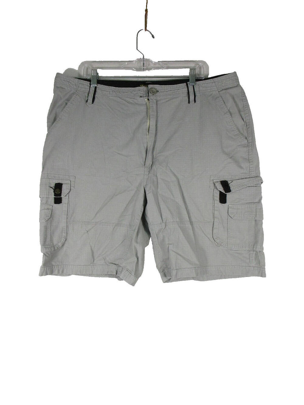 Stanley Mens Casual Mid Rise Cargo Shorts Button Fly Pockets Size 40 Gray